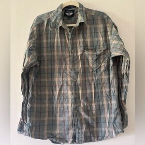 Dockers Men's Blue and Tan Plaid Shirt Jacket